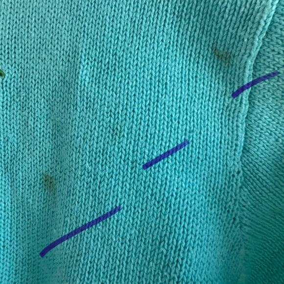 Quacker Factory Vintage Women's Size L Cardigan Teal Palm Tree Sweater READ - Picture 3 of 8